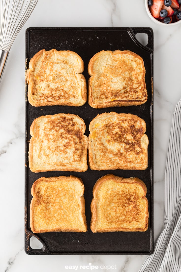 French toast on a cast iron griddle.