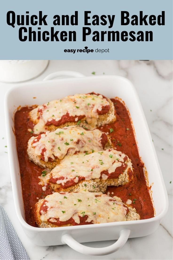 Quick and easy oven baked chicken parmesan.