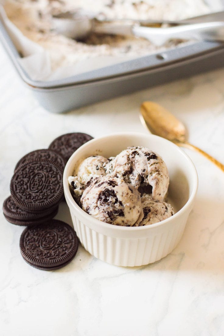 Oreo cookies and ice cream.
