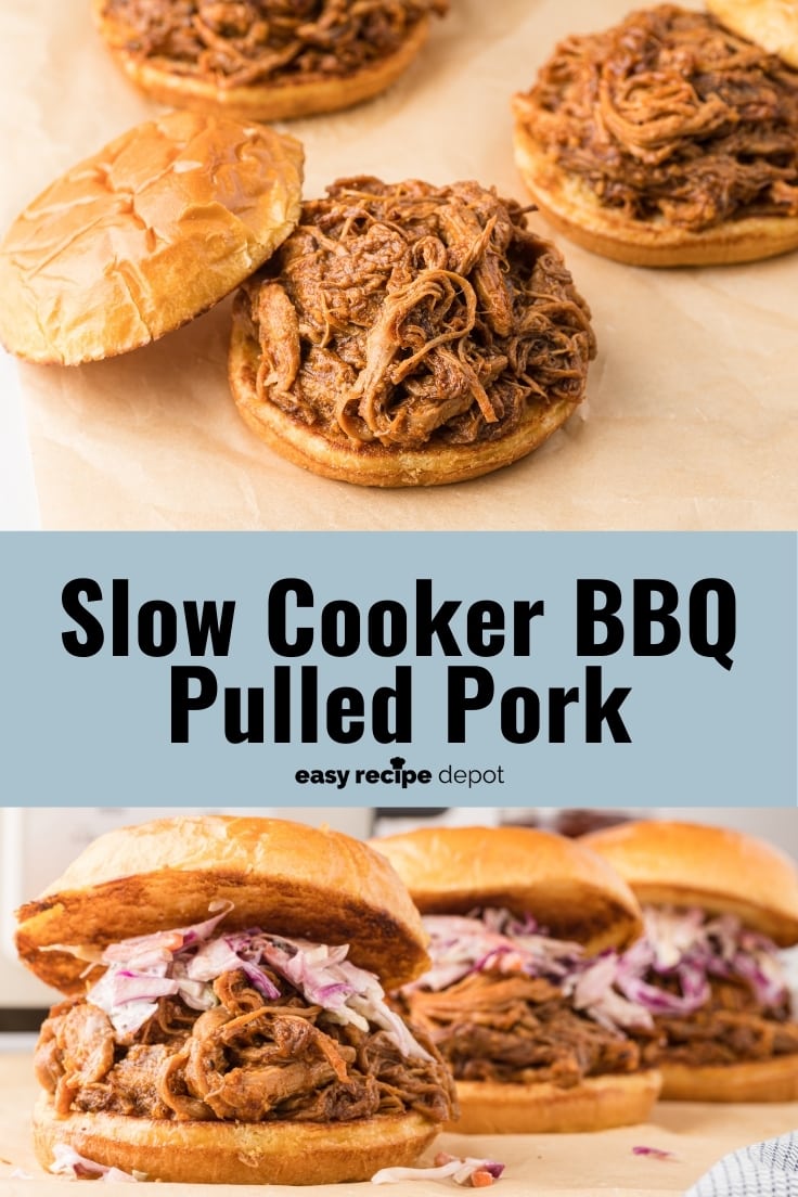 Pulled pork sandwiches made with a slow cooker.