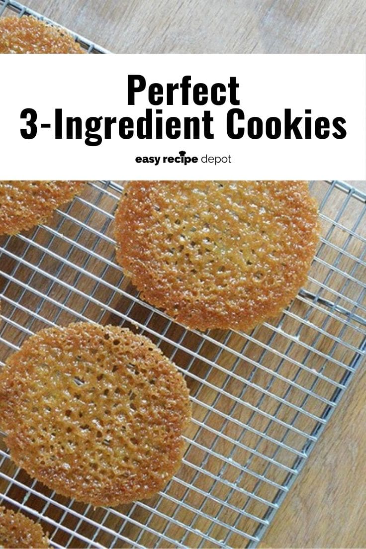 Perfect 3-ingredient lace cookies on a cooling rack.
