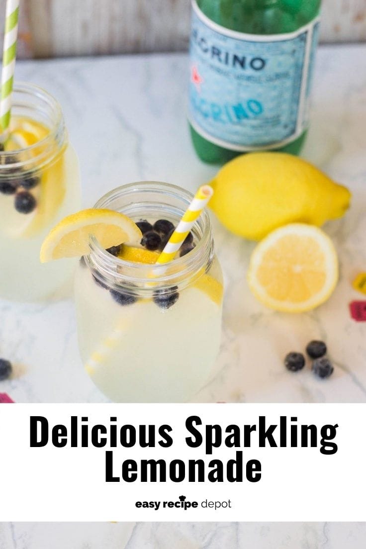 Delicious sparkling lemonade with blueberries.