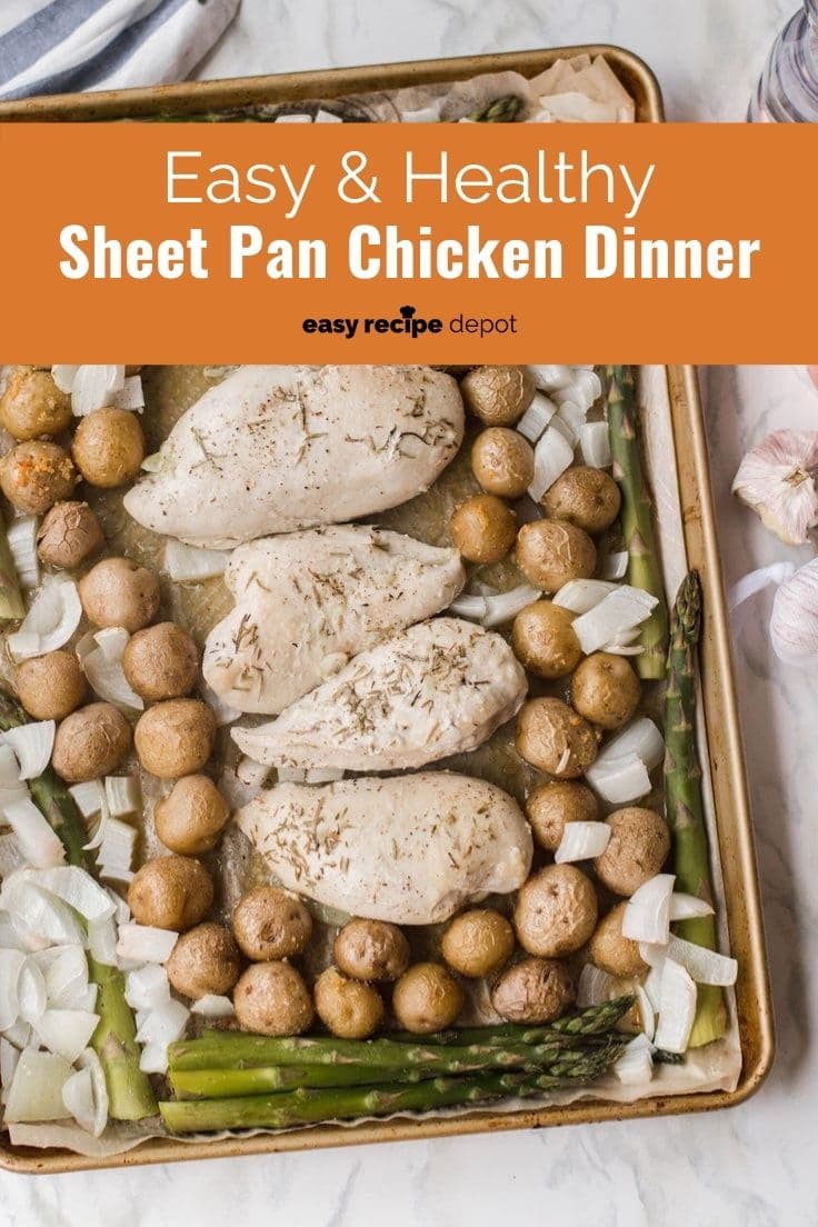 Easy and healthy sheet pan chicken dinner.