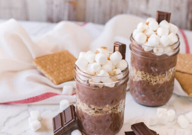 Homemade s’mores pudding cup dessert.