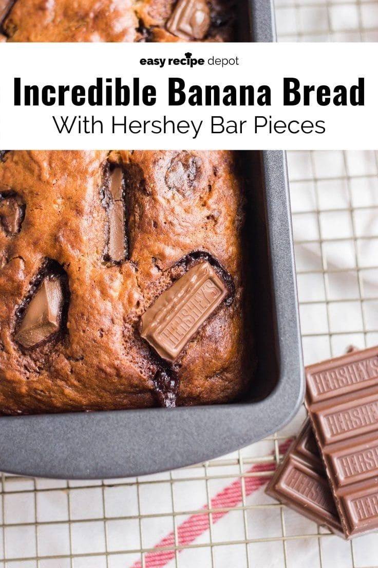 Chocolate Hershey bar banana bread recipe.