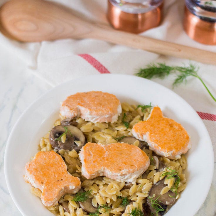 Creamy Orzo with Fried Salmon