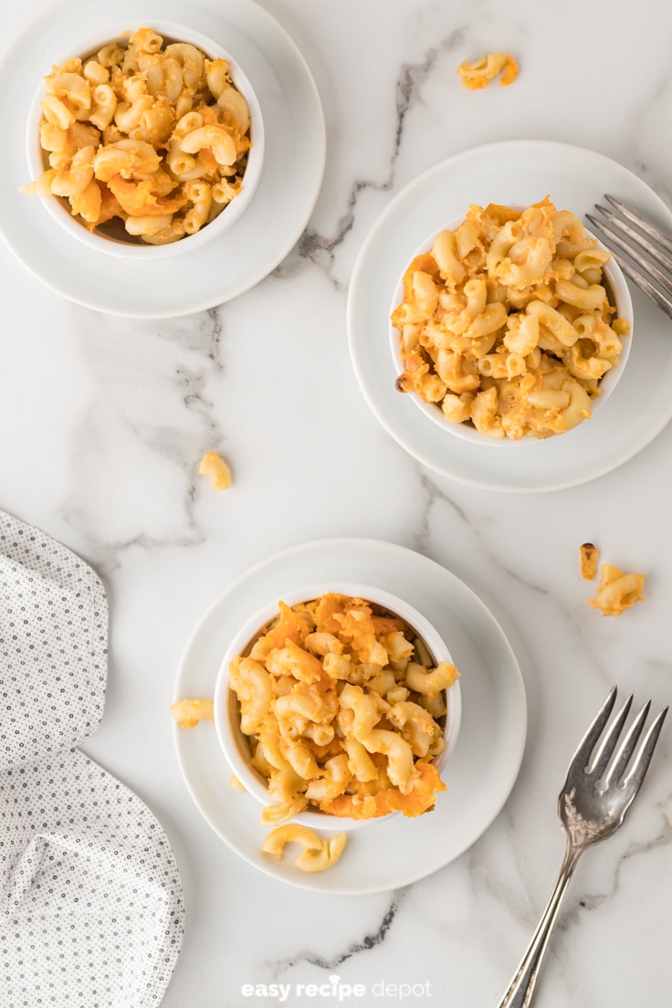 bowls of baked mac and cheese