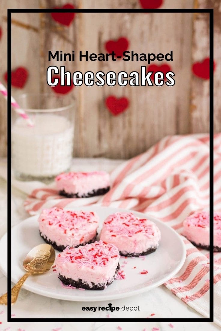 Mini heart-shaped cheesecakes.