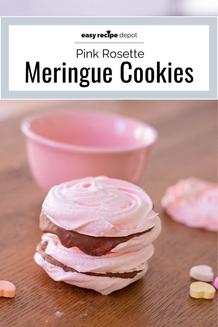Pink rosette meringue cookies.