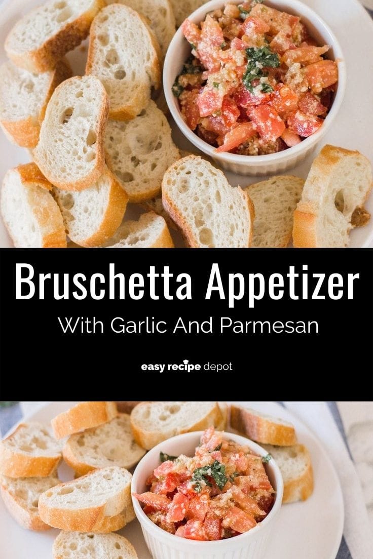 Bruschetta appetizer with garlic and parmesan.