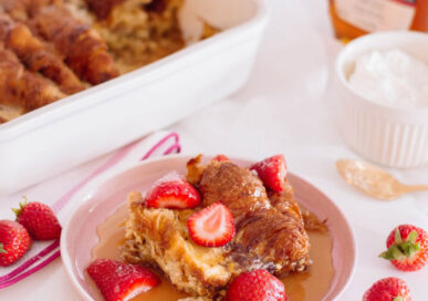 Croissant French Toast with Strawberries.