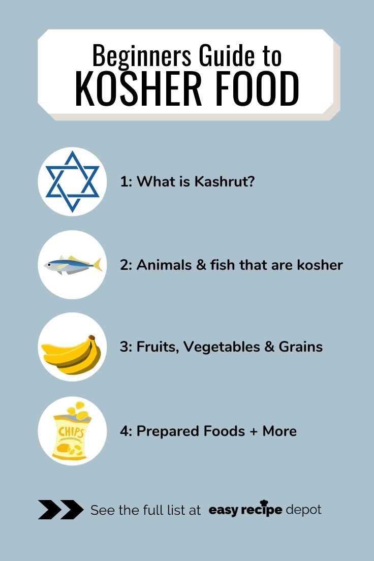 Beginners guide to kosher food: 1. What is kashrut? 2. Animals and fish that are kosher 3. Fruits, vegetables and grains 4. Prepared foods and more.