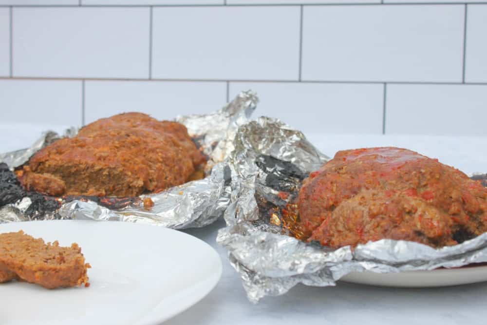 Two Grilled BBQ Meatloaves made on the outdoor grill 