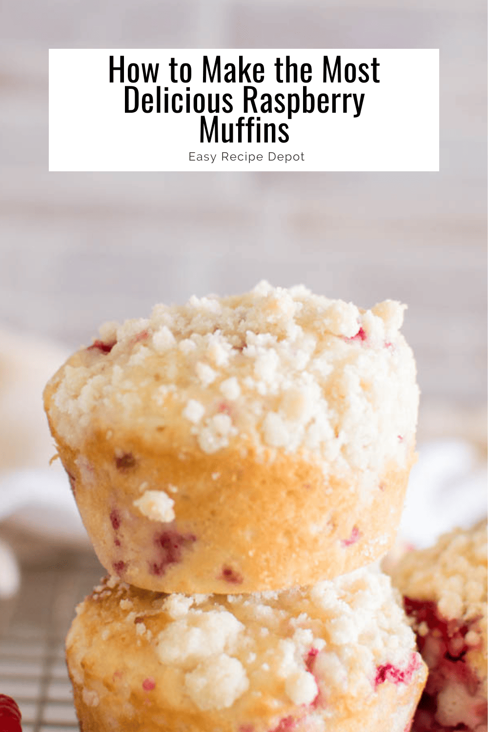 Raspberry muffins ready for breakfast and stacked on top of each other