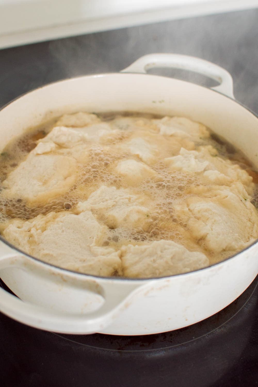 Cooking Bisquick Dumplings in a hot stew