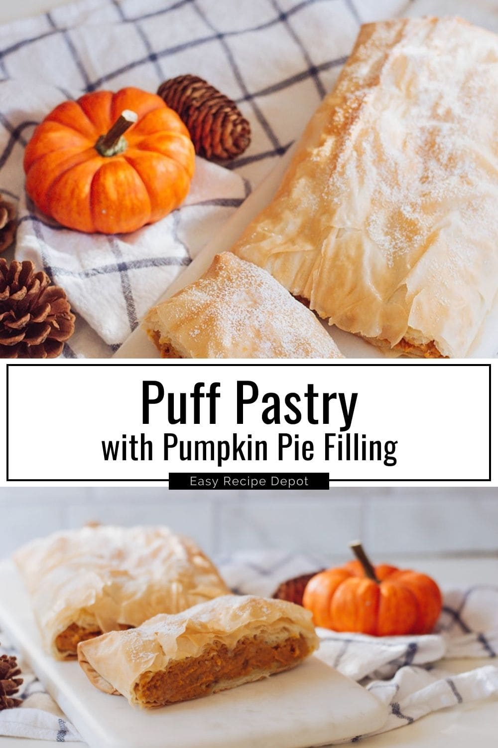 Puff pastry with pumpkin pie filling.