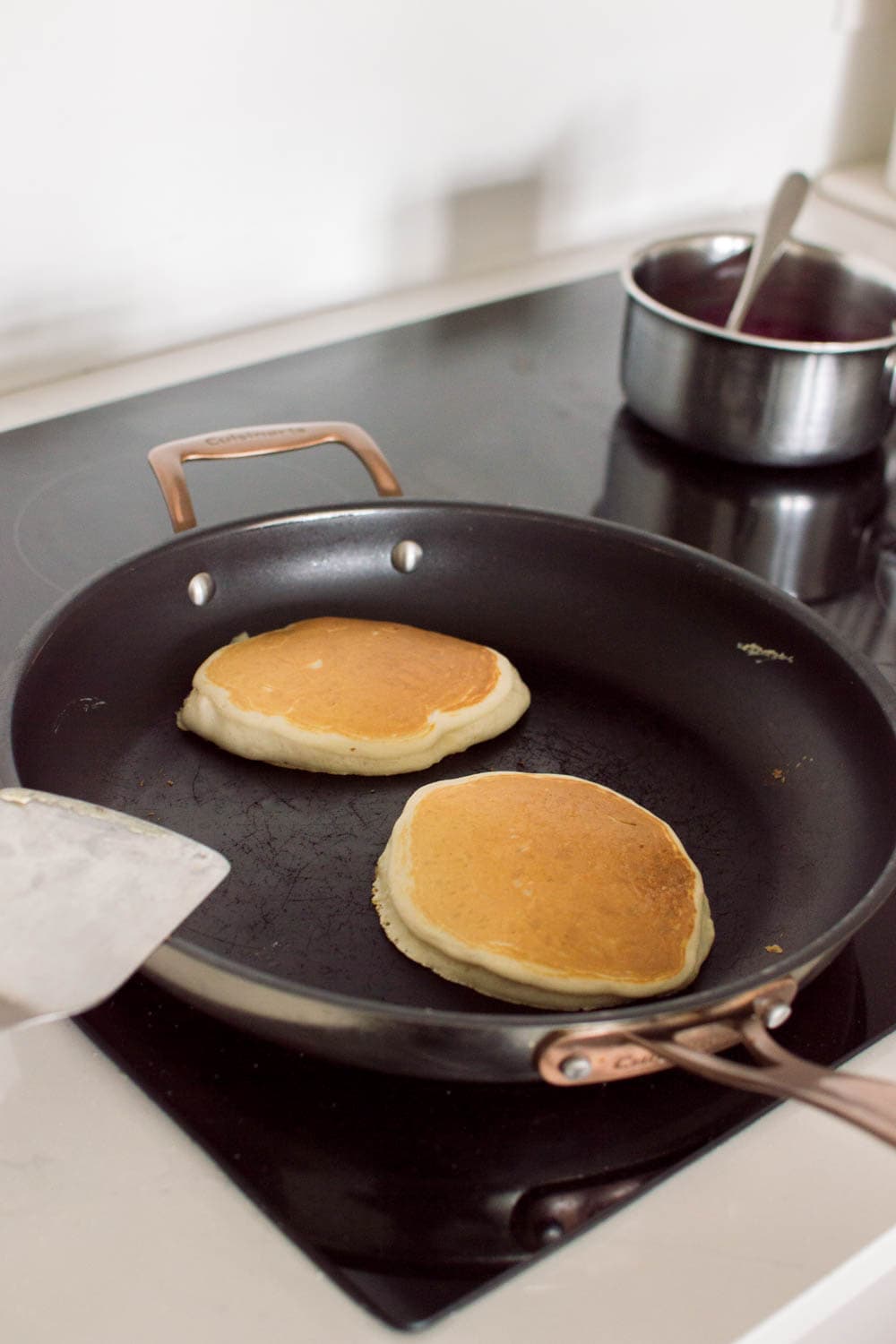 Cooking pancakes in a non-stick skillet