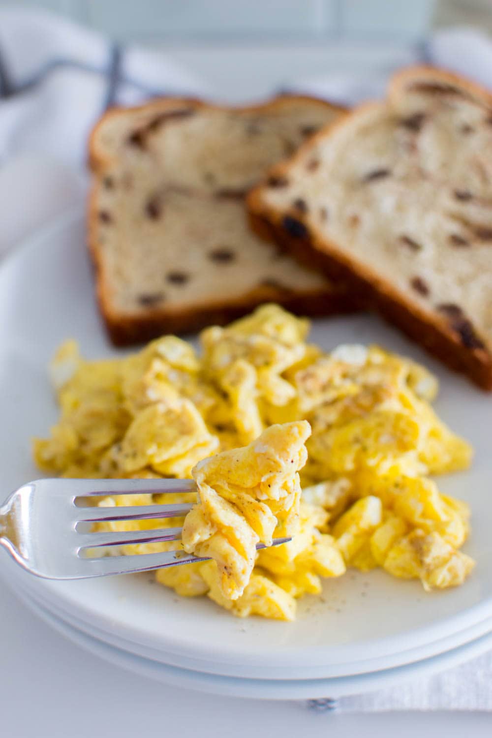 Close up of scrambled eggs